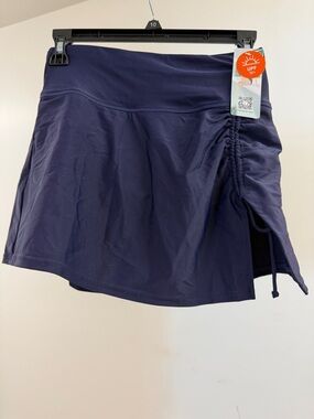 Navy Swim Skort with Side Ruching